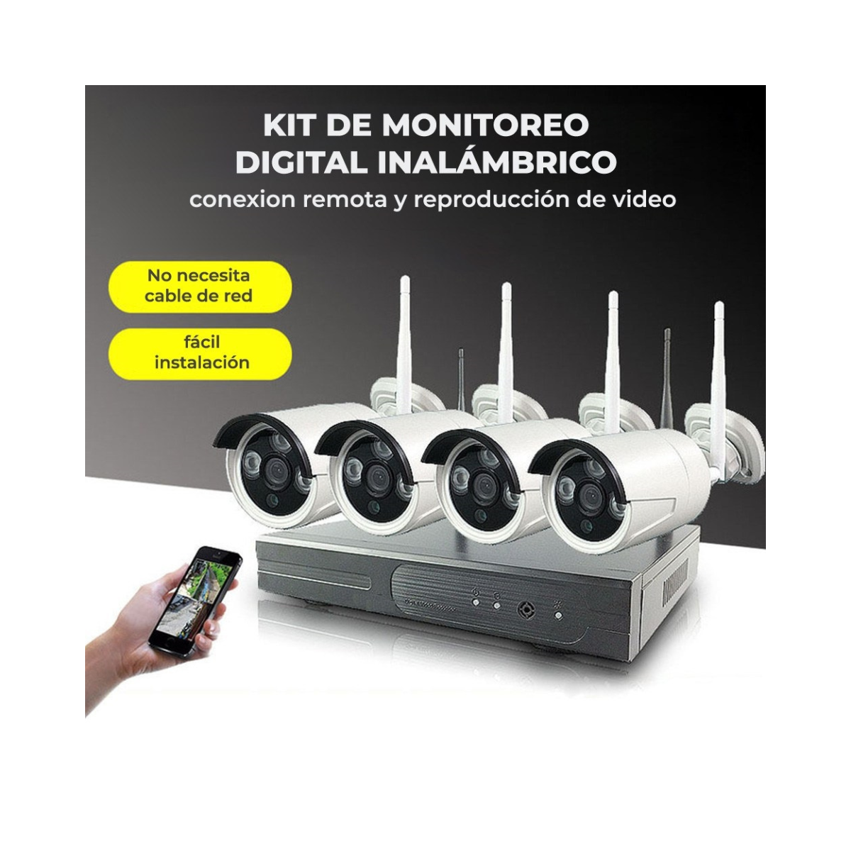 Pack 4 Cámaras Seguridad Visión Nocturna